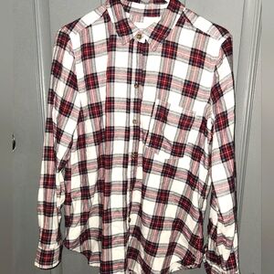 Abercrombie & Fitch Womens A & F Soft As Flannel Shirt L Red Plaid Cabincore